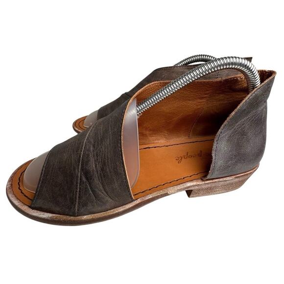 Free People Mont Blanc Gray Leather SlipOn D’Orsay Sandal Sz 8.5 39 Boho Chic EC - Picture 13 of 16